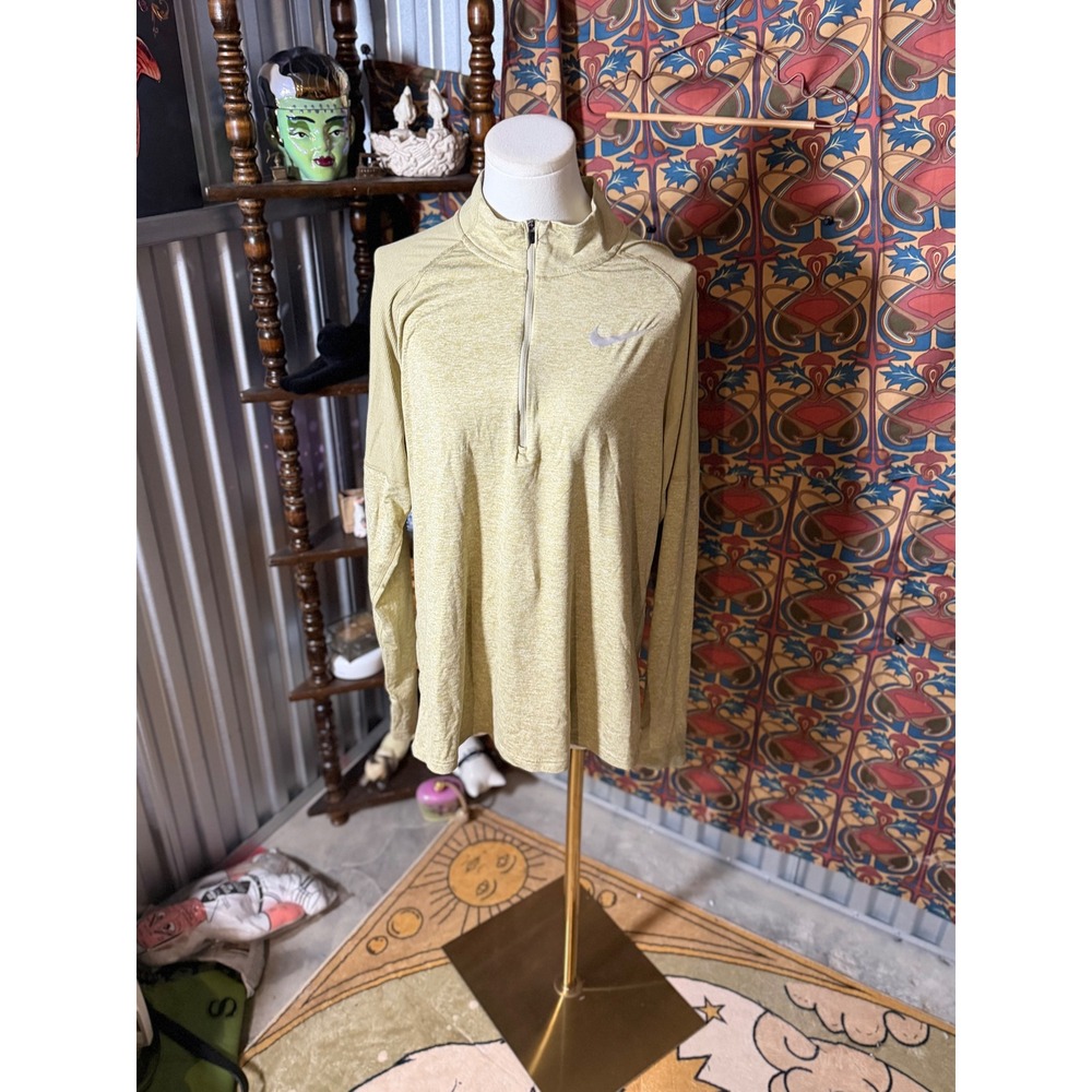 Nike Dri Fit Gold Heathered Long Sleeve 1/4 Zip Athletic‎ Shirt Mens Large